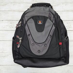 SwissGear Wenger Ibex Backpack Black Grey Multi-Pocket Tech Bag - Strap Broken